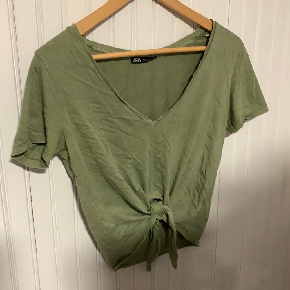 Green Zara tie up t-shirt
